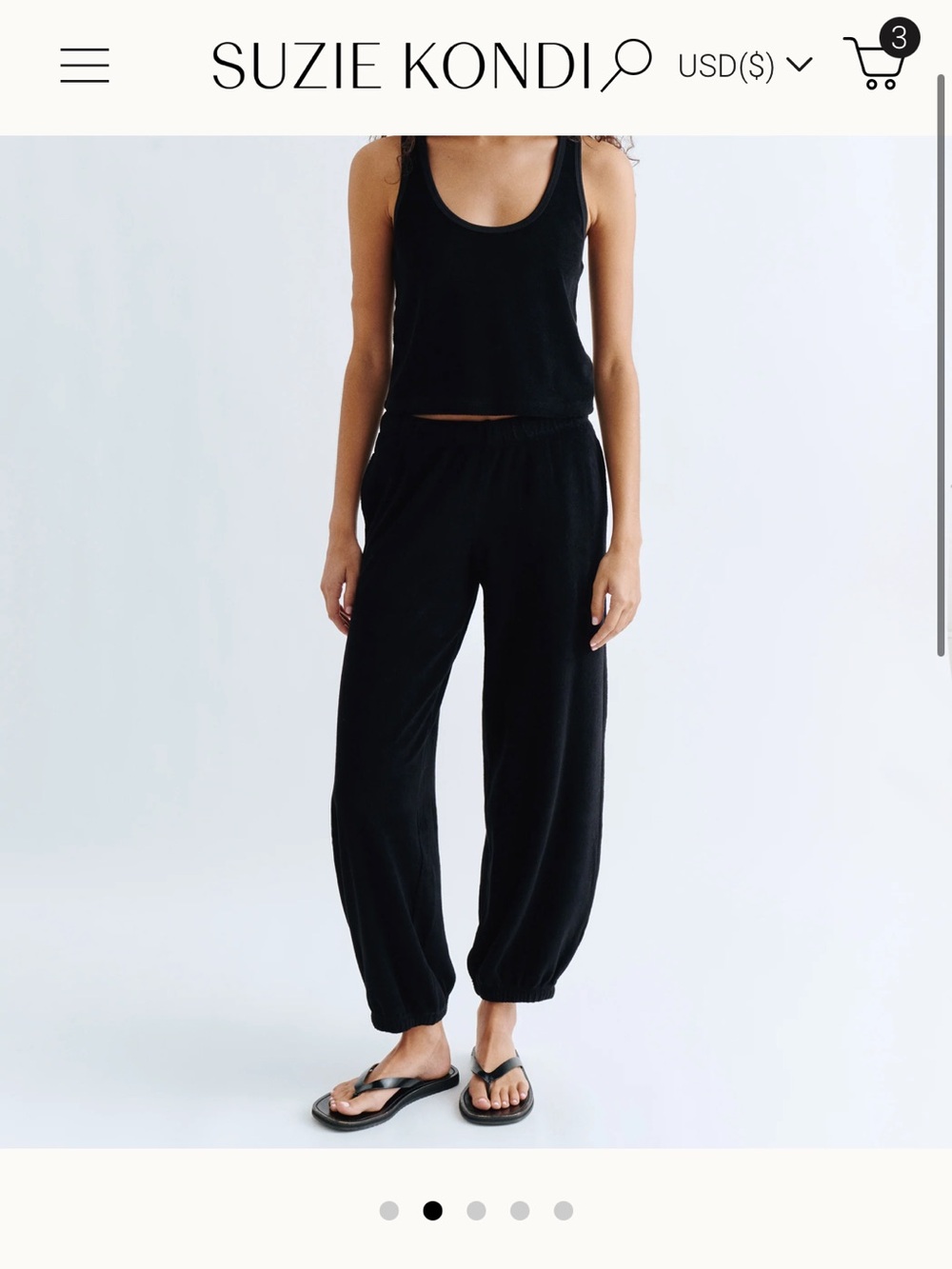 Suzie Kondi Terry Paxos Pants Black size small